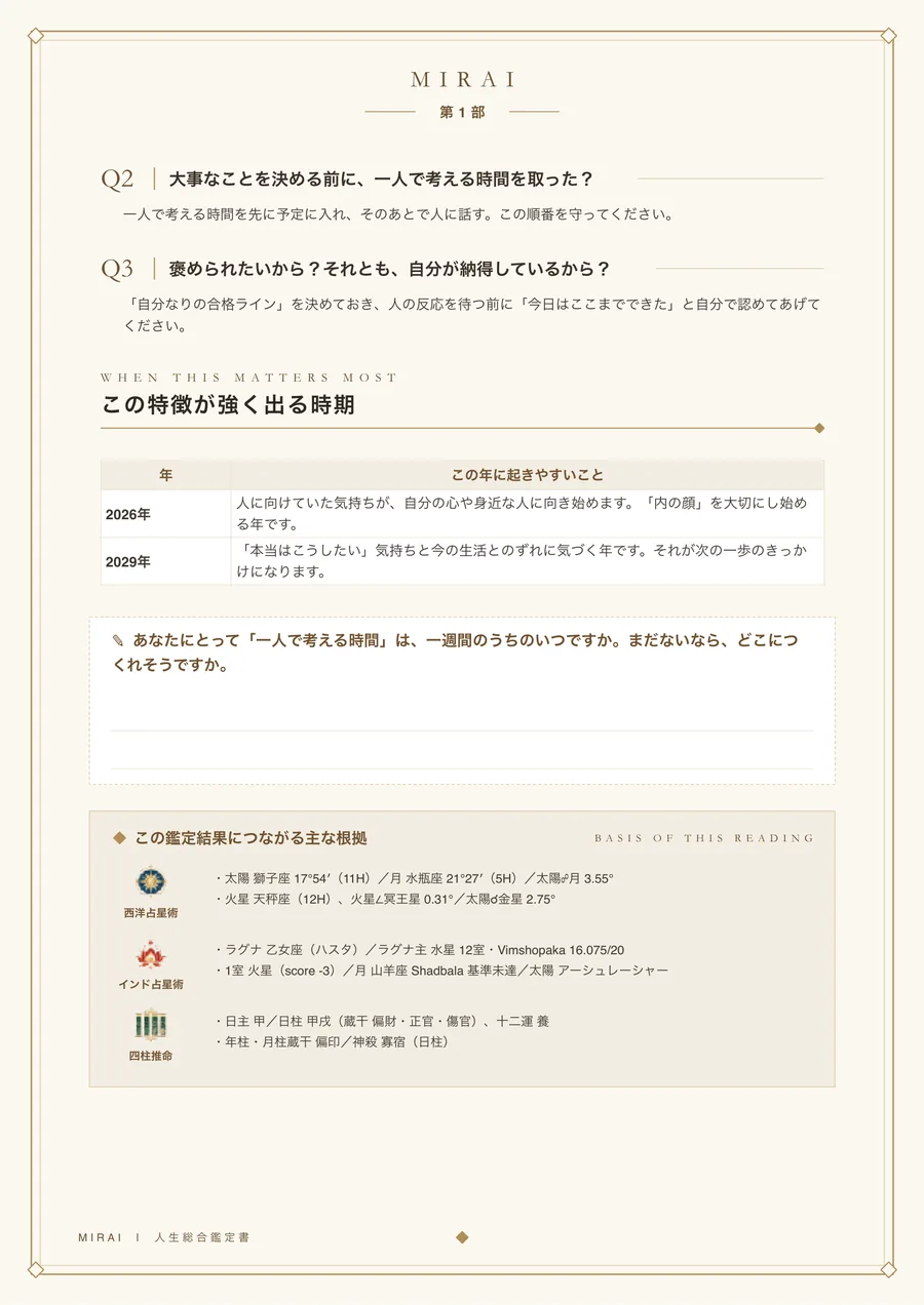 MIRAI 人生総合鑑定書 サンプル 6ページ目