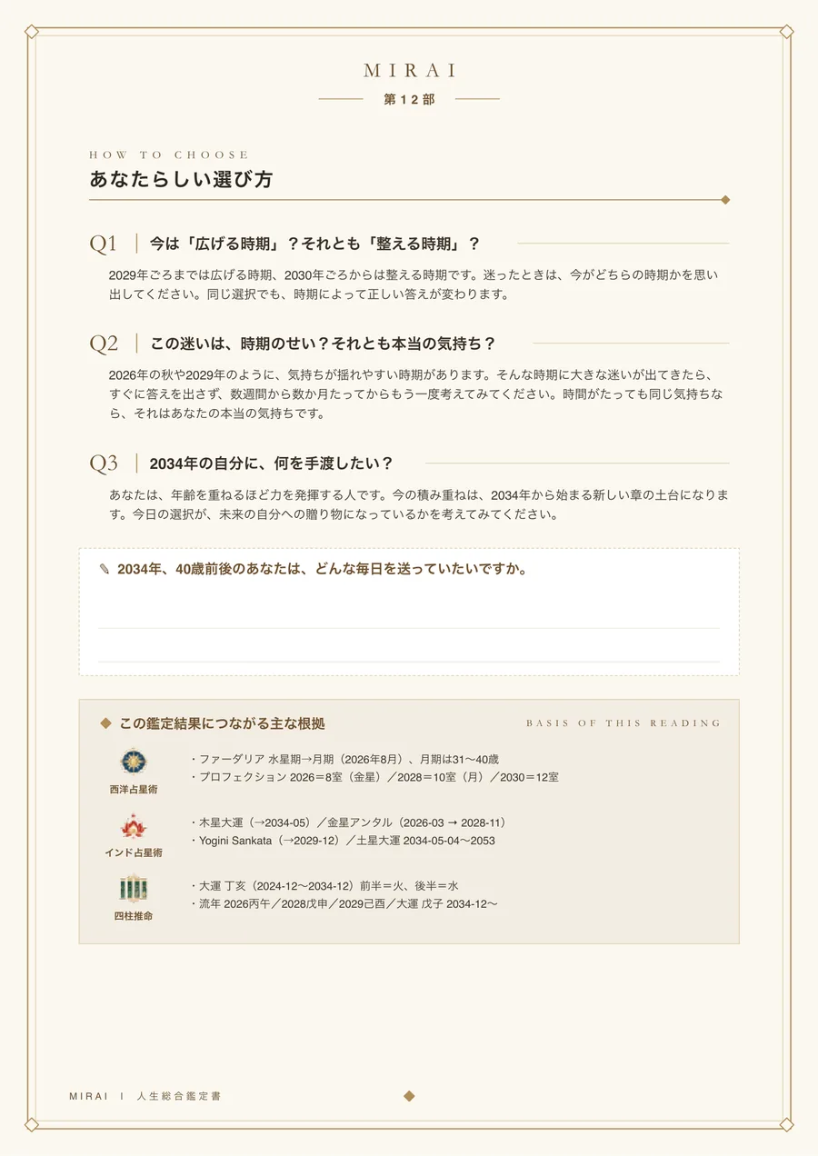 MIRAI 人生総合鑑定書 サンプル 11ページ目
